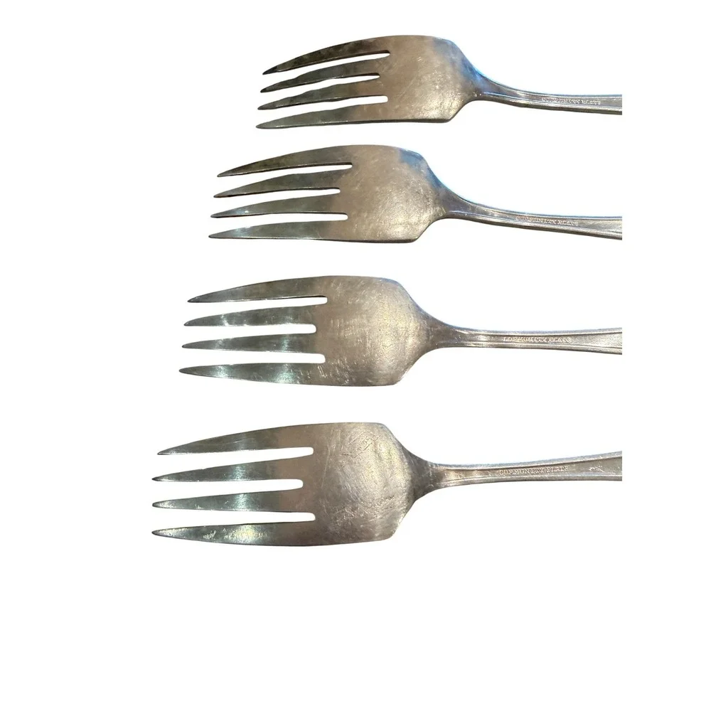 Vintage Lot of 4 Community Plate ADAM 1917 Embellished bowl Salad Forks